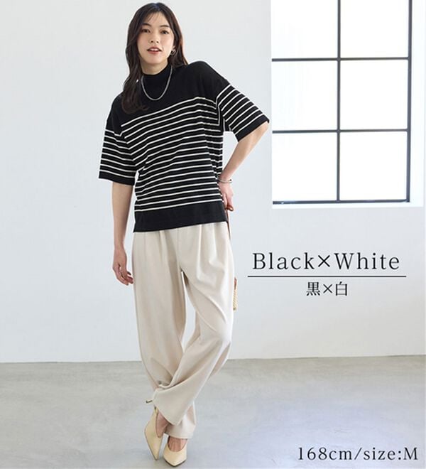 BELLUNA（ベルーナ）の「Ｔシャツが苦手な方に！ひんやり綿混ニットＴ【選べるデザイン】（ニット・セーター）」｜詳細画像