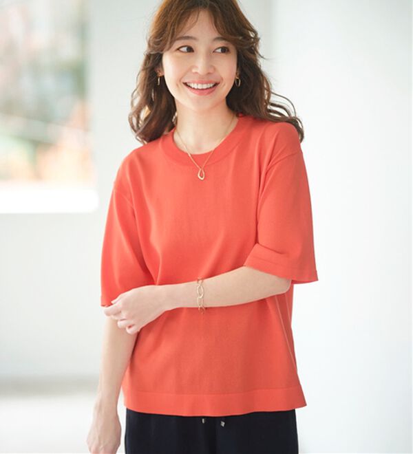 BELLUNA（ベルーナ）の「肌に張り付かない！シャリ冷や高見えニットＴ（ニット・セーター）」｜詳細画像