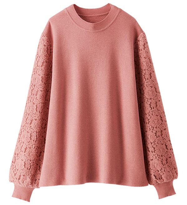 BELLUNA（ベルーナ）の「袖起毛レースニットプルオーバー（ニット・セーター）」｜詳細画像