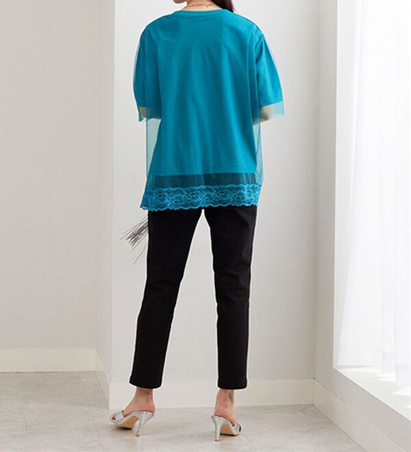 BELLUNA（ベルーナ）の「チュール重ね裾レースデザインプルオーバー（カットソー）」｜詳細画像