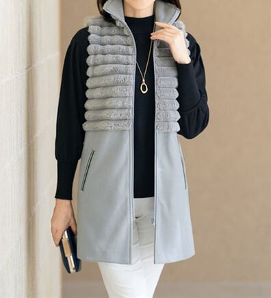 ルフラン（ルフラン）の「フェイクファー切替えロングベスト（ベスト）」