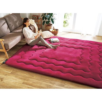 「ホットカーペット付ふわふわキルトラグ（カーペット）」
