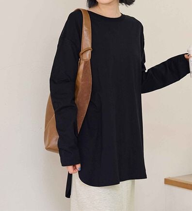 CHAN ME（チャンミ）の「綿１００％ラウンドヘムオーバーサイズＴシャツ（Tシャツ）」