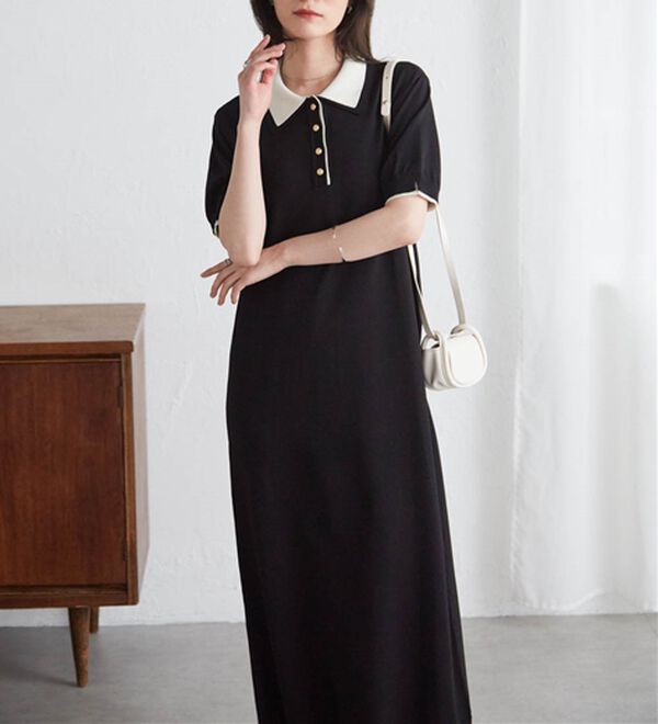 RANAN（ラナン）の「ダブルカラーポロニットワンピース（その他ワンピース）」｜詳細画像