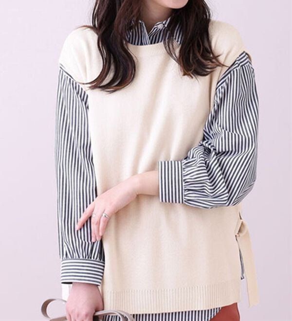 BELLUNA（ベルーナ）の「Ｄカン使いニットベスト（ベスト）」｜アイボリー