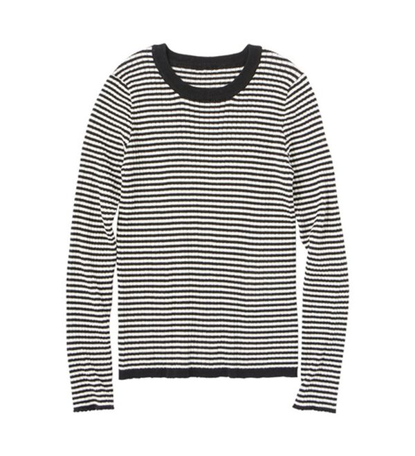 Viola e Viola（ヴィオラ エ ヴィオラ）の「【静電気防止】綿１００％ちくちくしないボーダーリブニット（ニット・セーター）」｜詳細画像
