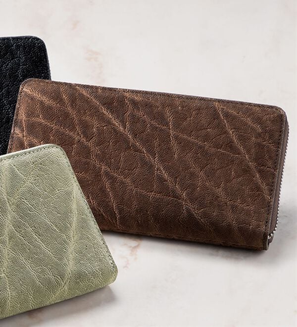 「エレファント革ラウンド長財布（メンズ財布・パスケース）」｜ブラウン