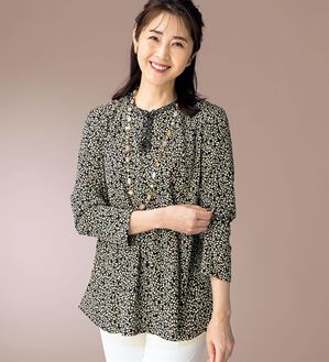 ルフラン（ルフラン）の「日本製ニットちりめんブラウス＜華蓮～かれん～＞（ブラウス）」｜詳細画像