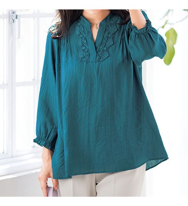 ルフラン（ルフラン）の「レースが可愛いスキッパーブラウス（ブラウス）」｜詳細画像