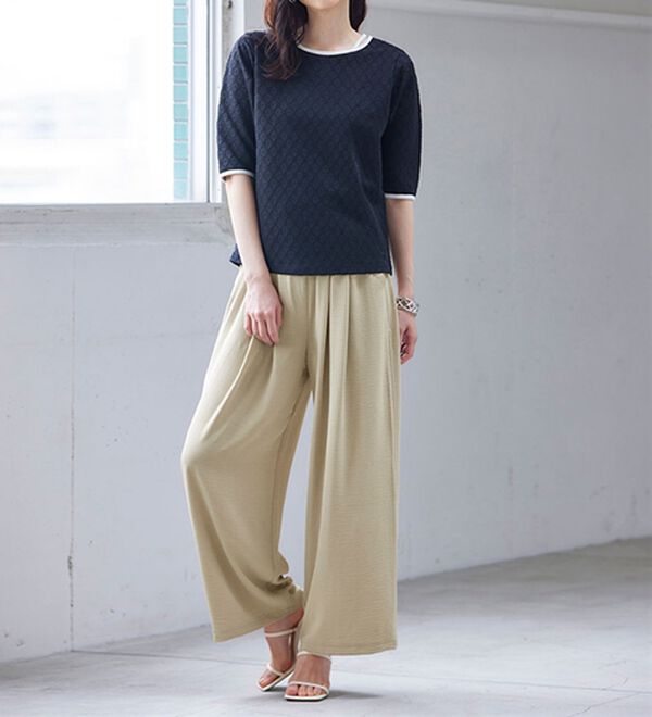 RANAN（ラナン）の「ひんやり！リラックスタックワイドパンツ（ワイドパンツ・ガウチョ）」｜詳細画像