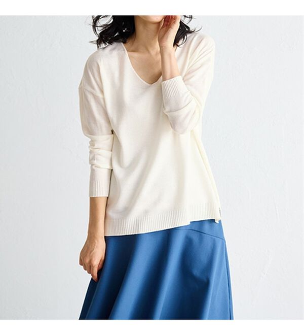 RANAN（ラナン）の「Ｖネックカシミヤタッチニット（ニット・セーター）」｜詳細画像