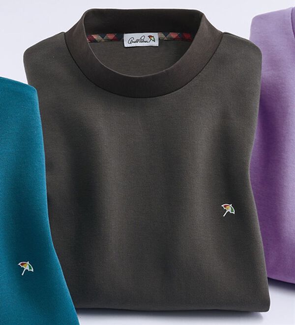 「＜アーノルド　パーマー＞１枚で決まる肌側綿１００％ハイネック（メンズカットソー）」｜チャコール