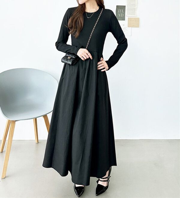 GeeRA（ジーラ）の「異素材切替ドッキングワンピース（ドッキングワンピース）」｜詳細画像