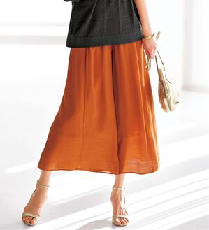 BELLUNA（ベルーナ）の「スラブ素材ポケット付ワイドパンツ（ワイドパンツ・ガウチョ）」｜オレンジ