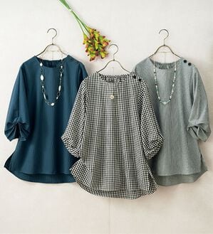 ルフラン（ルフラン）の「【３色組】ふんわりタック袖のさらっ軽ブラウス（ブラウス）」｜3色組