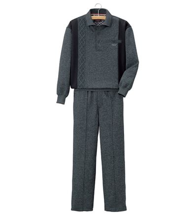 「上品さにこだわる紳士のポロ衿ホームスーツ（メンズルームウェア）」