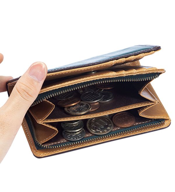 「＜ハッシュパピー＞ステッチがお洒落な縦型二つ折り財布（メンズ財布・パスケース）」｜詳細画像