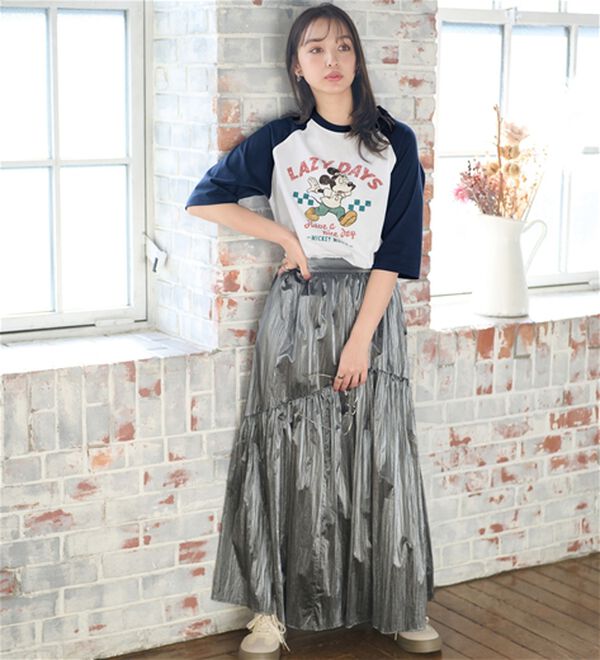 BELLUNA（ベルーナ）の「＜Ｄｉｓｎｅｙ＞【ミッキー】プリント７分丈ラグランＴシャツ（カットソー）」｜詳細画像