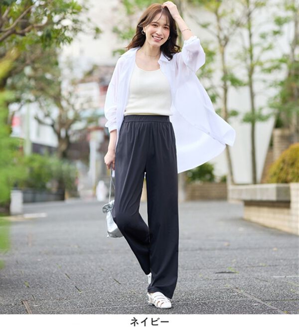 Viola e Viola（ヴィオラ エ ヴィオラ）の「さらテロ楽ちんストレートパンツ【選べる丈】（フルレングスパンツ）」｜詳細画像