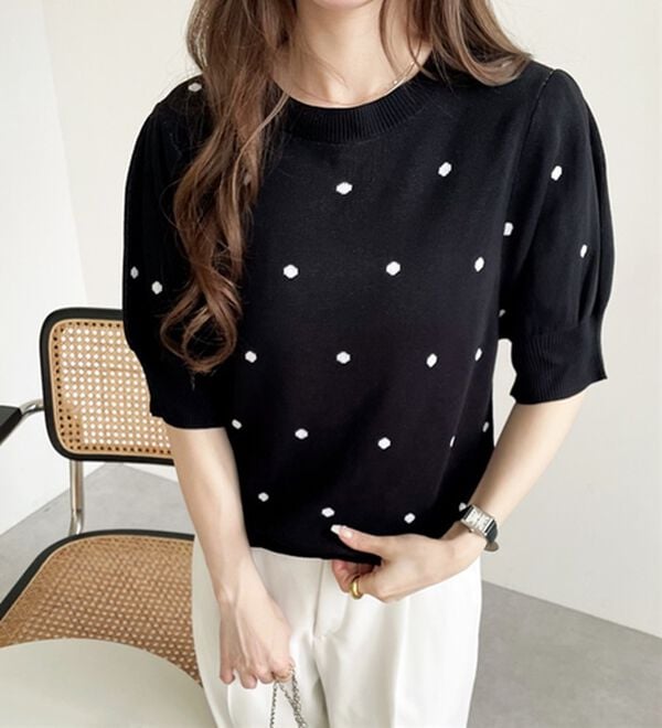 GeeRA（ジーラ）の「ドット柄ジャガードトップス（ニット・セーター）」｜詳細画像