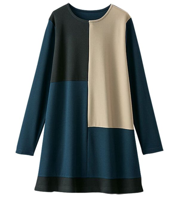 BELLUNA（ベルーナ）の「かのこ素材配色ブロッキングチュニック（チュニック）」｜詳細画像