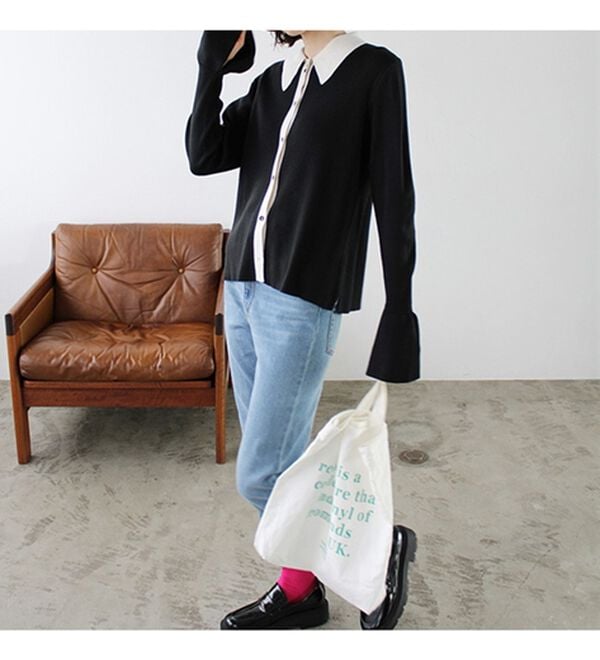 GeeRA（ジーラ）の「ポロ衿配色ニットカーディガン（ニットカーディガン）」｜詳細画像