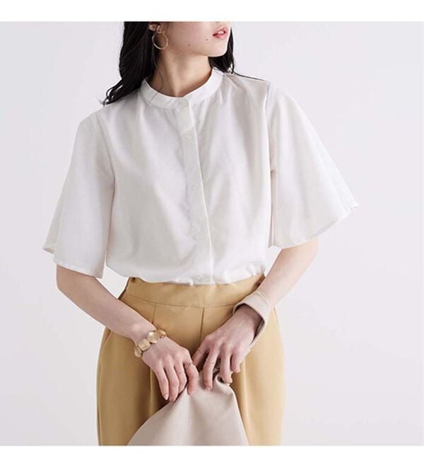 GeeRA（ジーラ）の「フレアー袖バンドカラーブラウス（ブラウス）」｜詳細画像