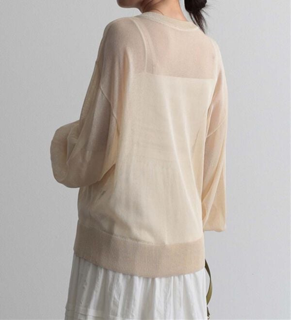 RANAN（ラナン）の「ひんやり！シアーニットキーネックカーディガン（ニットカーディガン）」｜詳細画像