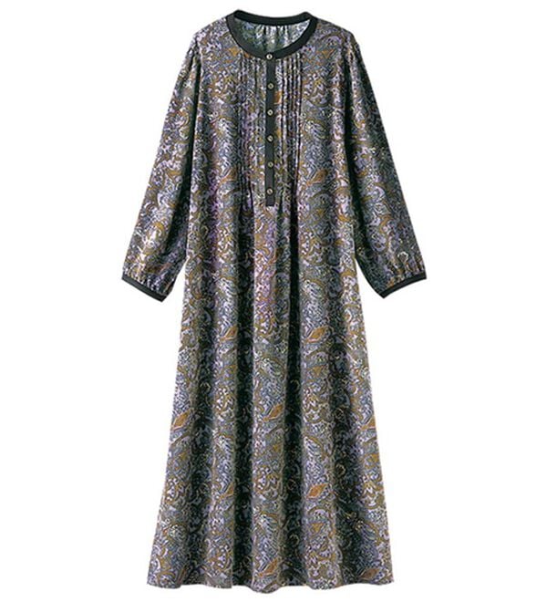 BELLUNA（ベルーナ）の「ビンテージ柄ピンタックデザインワンピース（その他ワンピース）」｜ペイズリー