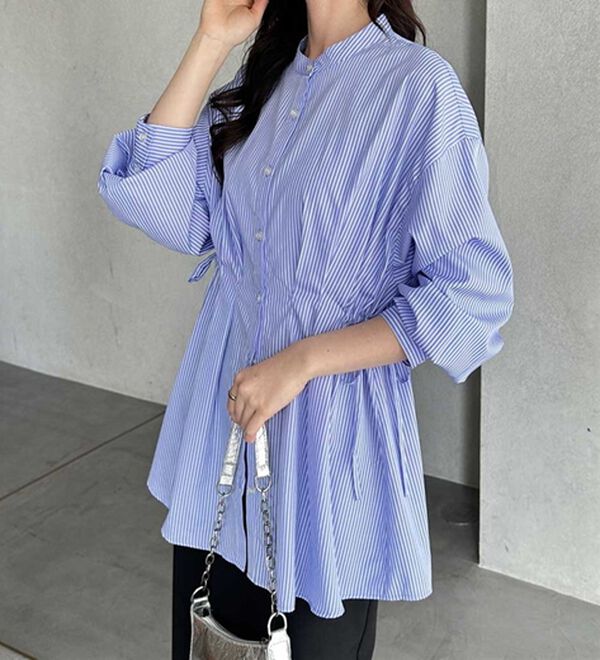 GeeRA（ジーラ）の「ウエストタックリボンシャツチュニック（チュニック）」｜詳細画像