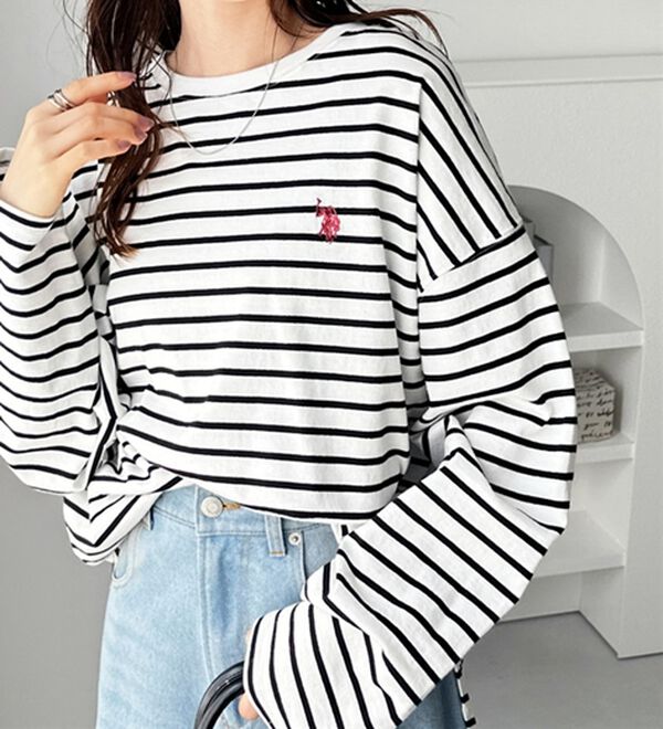 GeeRA（ジーラ）の「【Ｕ．Ｓ．ＰＯＬＯ ＡＳＳＮ】オーバーサイズ刺しゅうロンＴ（カットソー）」｜詳細画像