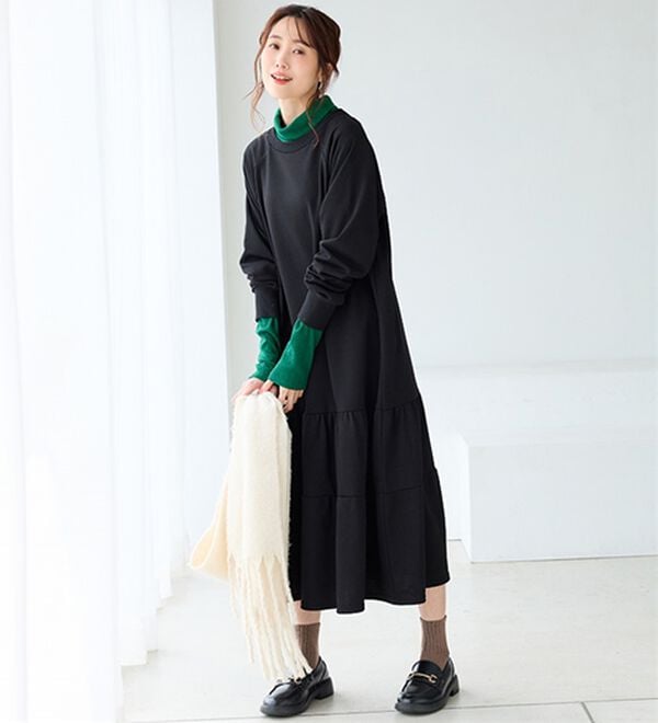 BELLUNA（ベルーナ）の「まるでニット！サラッと軽いリブハイネックプルオーバー（カットソー）」｜詳細画像