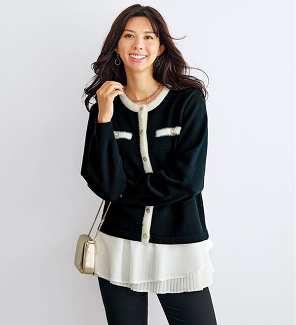 BELLUNA（ベルーナ）の「配色カーデチュニックアンサンブル（アンサンブル）」｜詳細画像