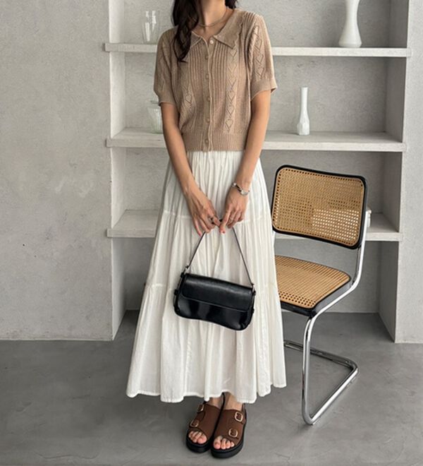 GeeRA（ジーラ）の「透かし編みポロ衿ニット（ニット・セーター）」｜詳細画像