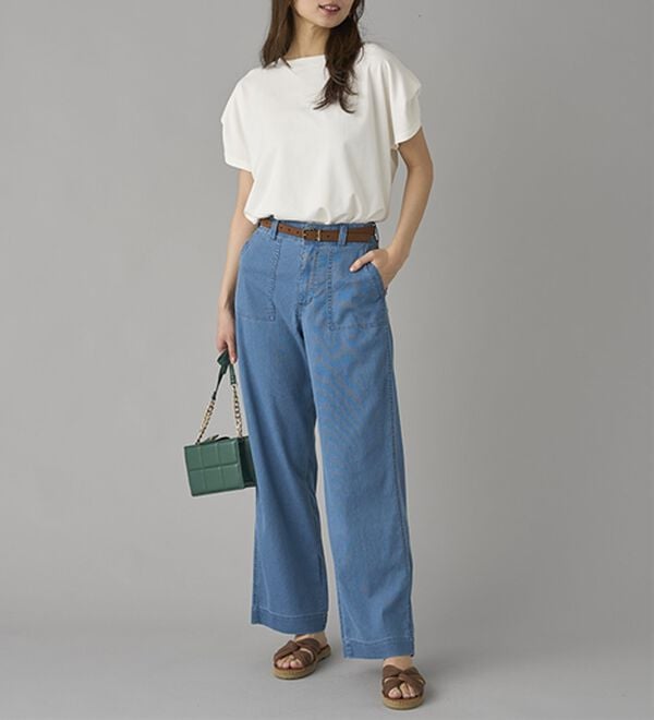 BELLUNA（ベルーナ）の「新感覚！メッシュデニムワイドパンツ（フルレングスパンツ）」｜詳細画像