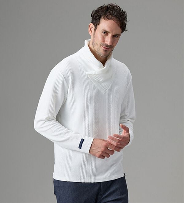 「＜コムルヴァン・オム＞ボリュームネック着映えプルオーバー（メンズニット・セーター）」｜詳細画像