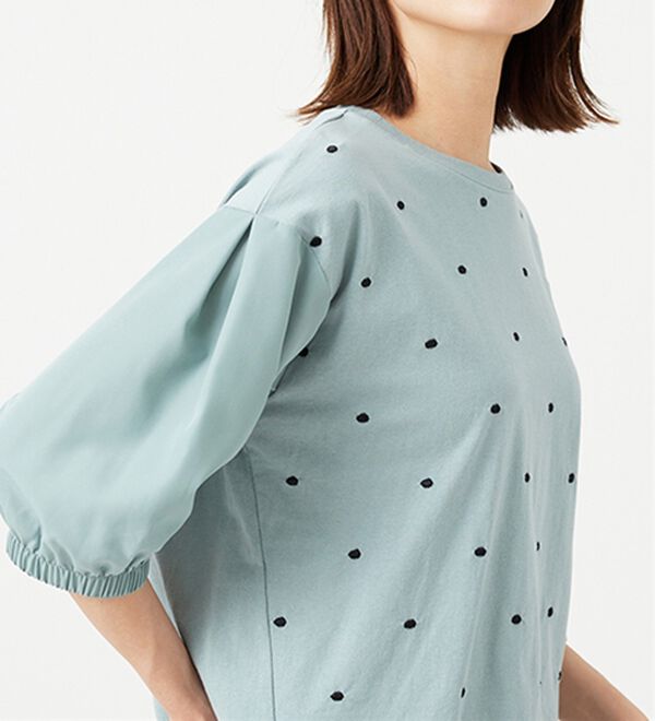 BELLUNA（ベルーナ）の「ドット刺しゅうデザイン袖切替プルオーバー（カットソー）」｜詳細画像