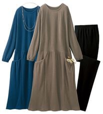 「【３点セット】大人可愛いゆったりルームワンピ（ニットワンピース）」