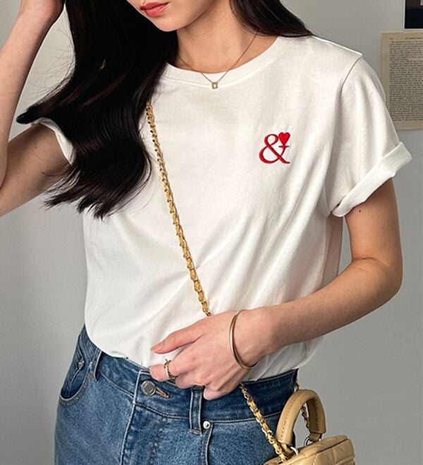 GeeRA（ジーラ）の「アンドハート刺しゅうＴシャツ（Tシャツ）」｜詳細画像