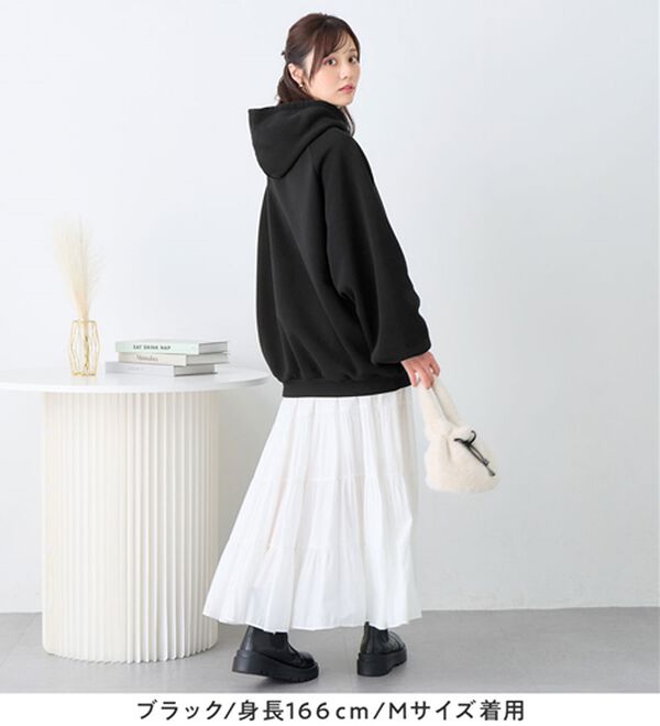 alotta（アロッタ）の「あったか裏起毛パフ袖ゆったりパーカー（パーカー）」｜詳細画像