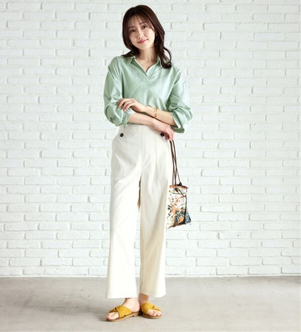 BELLUNA（ベルーナ）の「袖タックデザインスキッパーシャツ（シャツ）」｜詳細画像