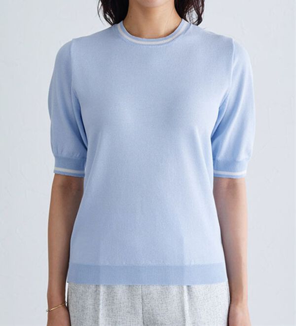 Pierrot（ピエロ）の「ライン配色パフニット（ニット・セーター）」｜詳細画像