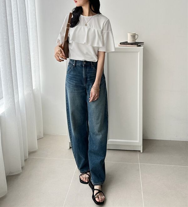 GeeRA（ジーラ）の「ラッフルフリルフレアースリーブＴブラウス（ブラウス）」｜詳細画像