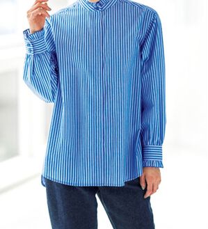 BELLUNA（ベルーナ）の「重ね着を楽しむフリル使いブラウス（ブラウス）」｜ストライプ