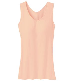 「ひんやり綿100％背中フリー　カップ付きインナー　【ＭＶＳ】（ブラトップ・カップ付きインナー）」｜サーモンピンク