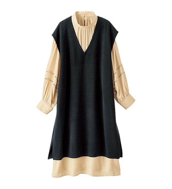 BELLUNA（ベルーナ）の「ニットベスト付ハイネックワンピース（アンサンブル）」｜詳細画像