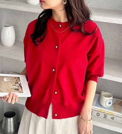 GeeRA（ジーラ）の「メタルボタンスポンディッシュカーディガン（ニットカーディガン）」