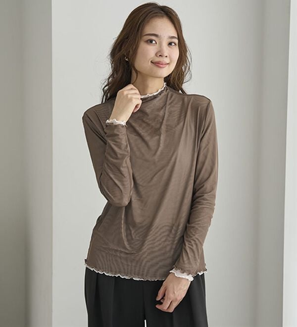 BELLUNA（ベルーナ）の「《重ねて楽しむ！》シアー素材ボトルネックプルオーバー（カットソー）」｜詳細画像