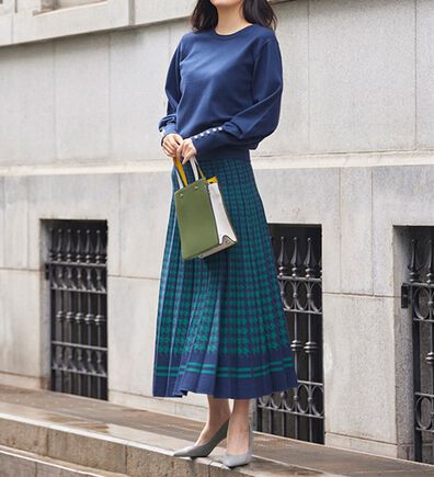 RANAN（ラナン）の「【ムースタッチライト】洗える！千鳥ジャカードスカートセットアップ（ひざ丈スカート）」