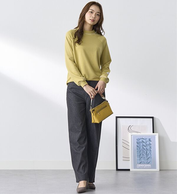 BELLUNA（ベルーナ）の「【選べる裏側】ぐん伸びニットデニムワイドパンツ（フルレングスパンツ）」｜詳細画像